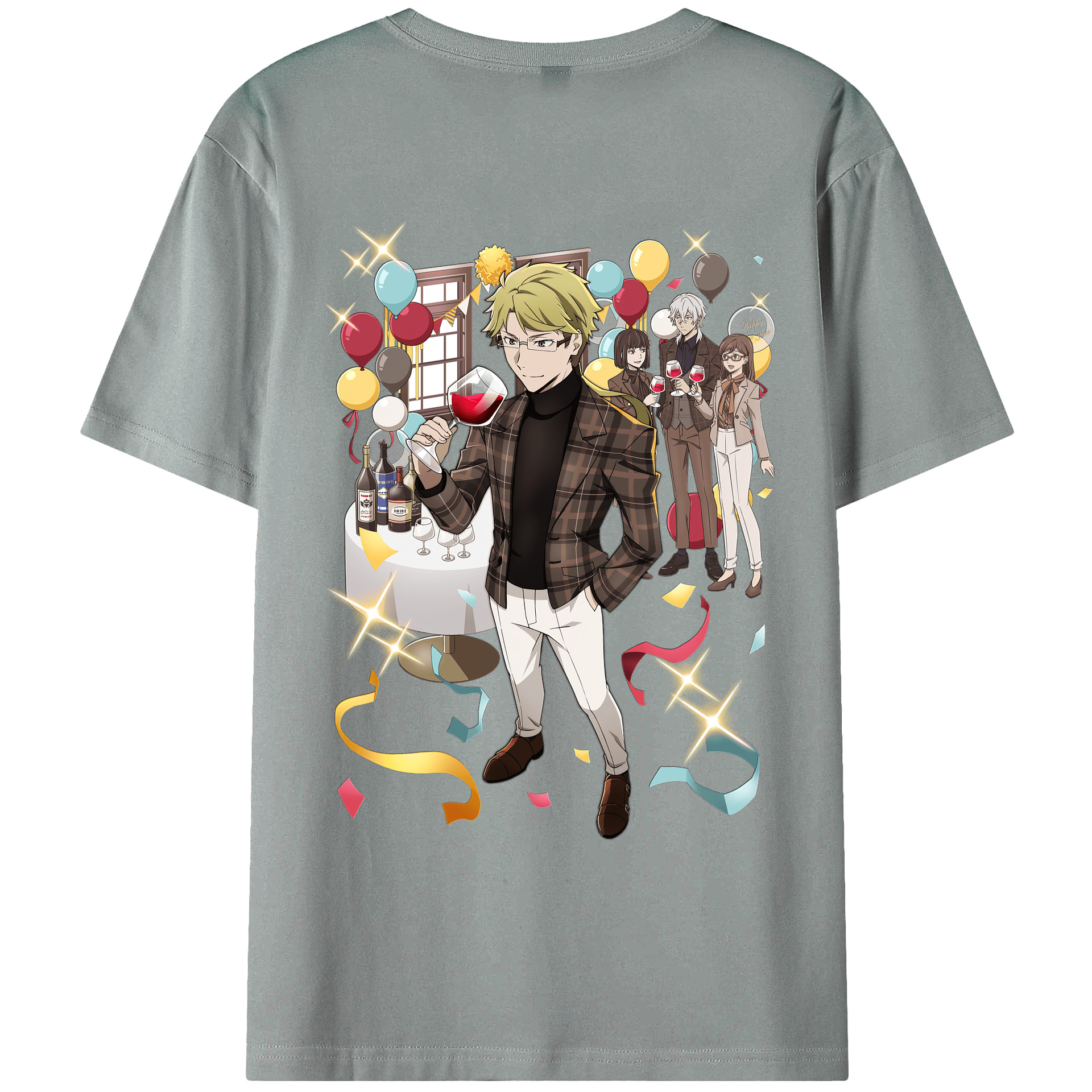 （画像用） 文豪ストレイドッグス Bungo Stray Dogs 綿100％ メンズ半袖Tシャツ（バックプリント） 通気性